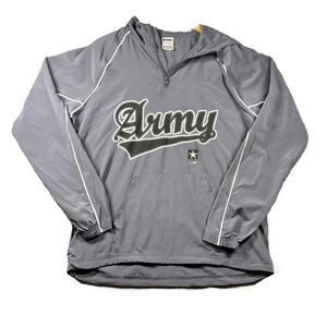 Soffe Men US Army 1/4 Zip Pullover Windbreaker Jacket Hooded Grey Medium L271